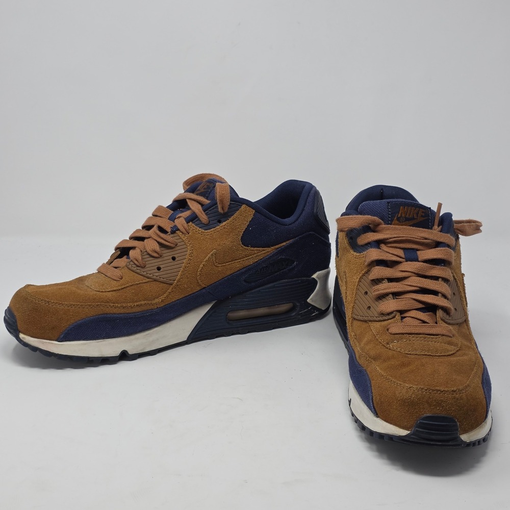 Nike Air Max 90 Ale Brown Midnight Navy Suede Sneakers 700155-201 Mens 10.5